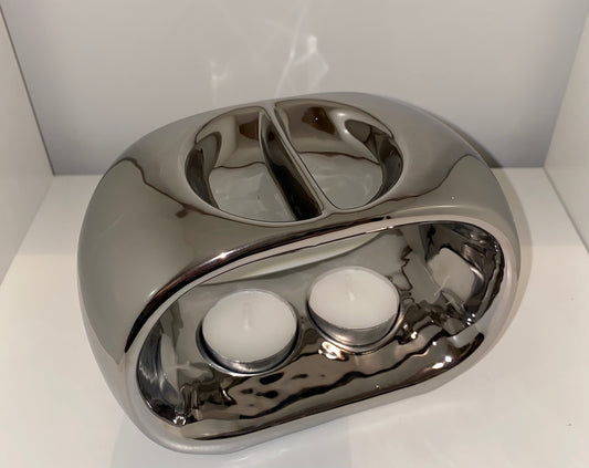 Silver Chrome Double Wax Burner